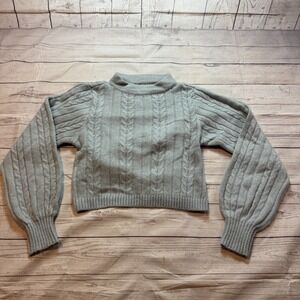 New Willow & Root Marled Yarn Sweater Crew Neck Blue Youth Girls Size Large‎